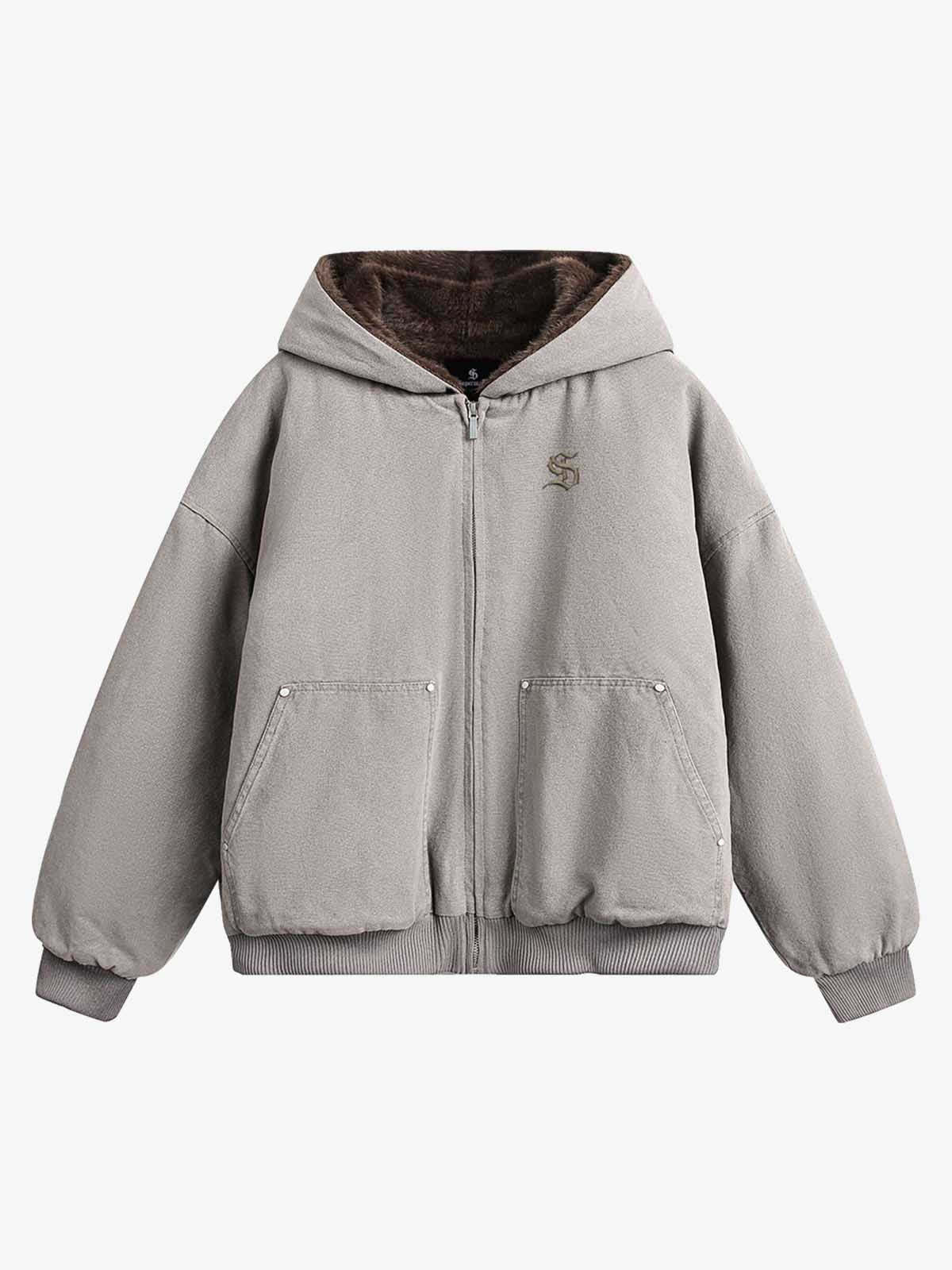 Thesupermade Fur Hooded Zip Up Quilted Jacket - 2510