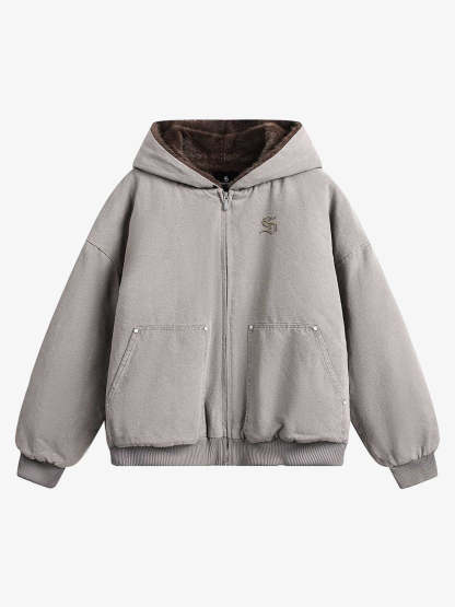 Thesupermade Fur Hooded Zip Up Quilted Jacket - 2510