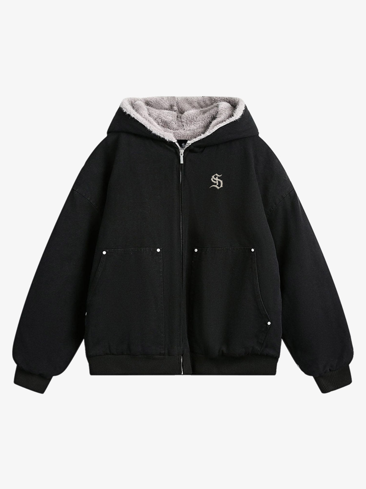 Thesupermade Fur Hooded Zip Up Quilted Jacket - 2510