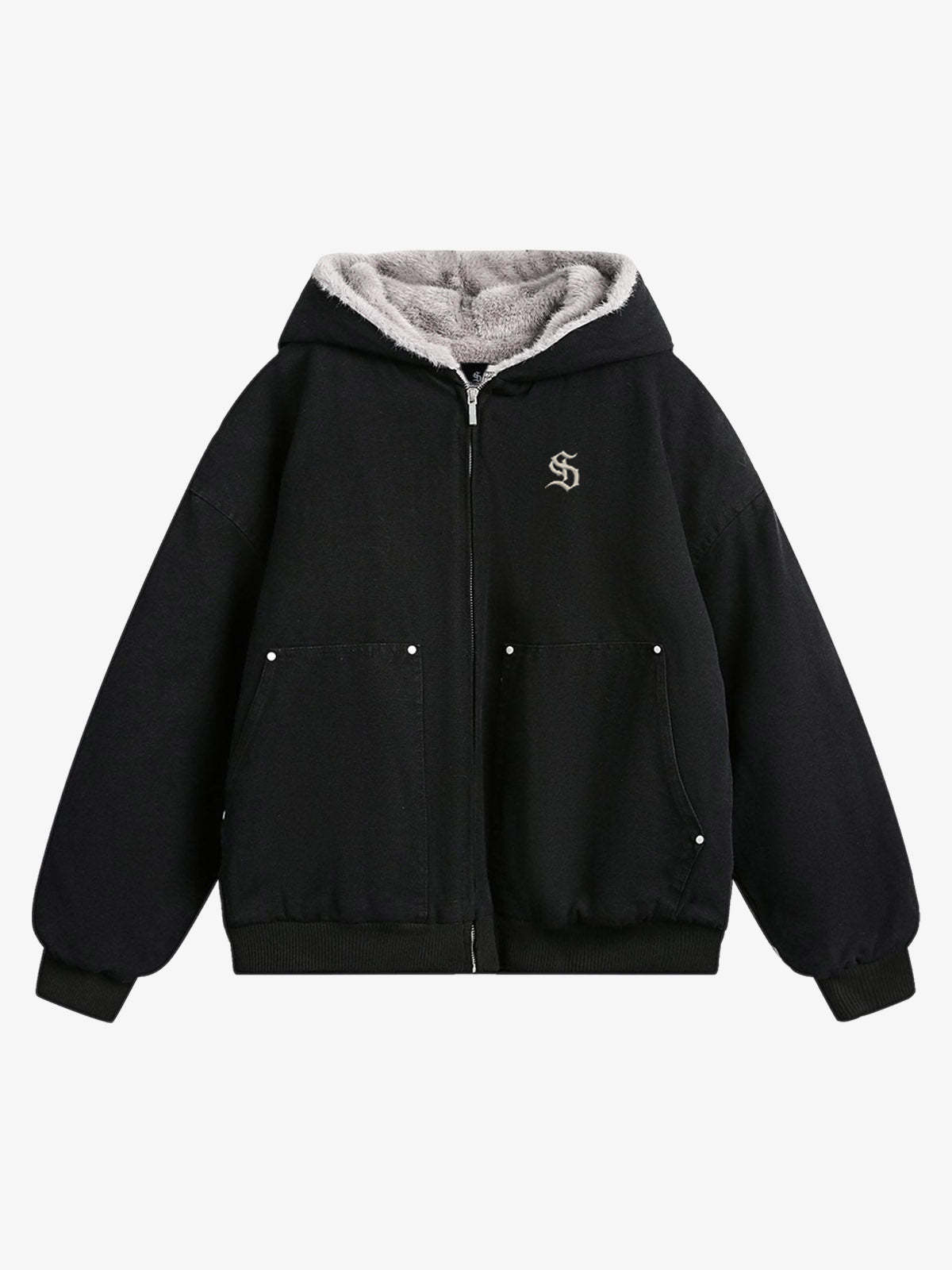 Thesupermade Fur Hooded Zip Up Quilted Jacket - 2510