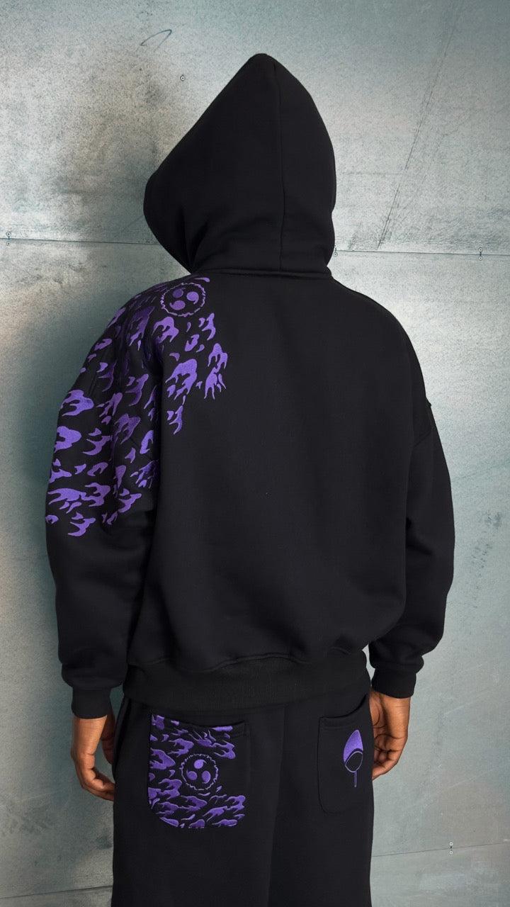 "SASUKE UCHIHA X CURSE MARKS" ZIP HOODIE
