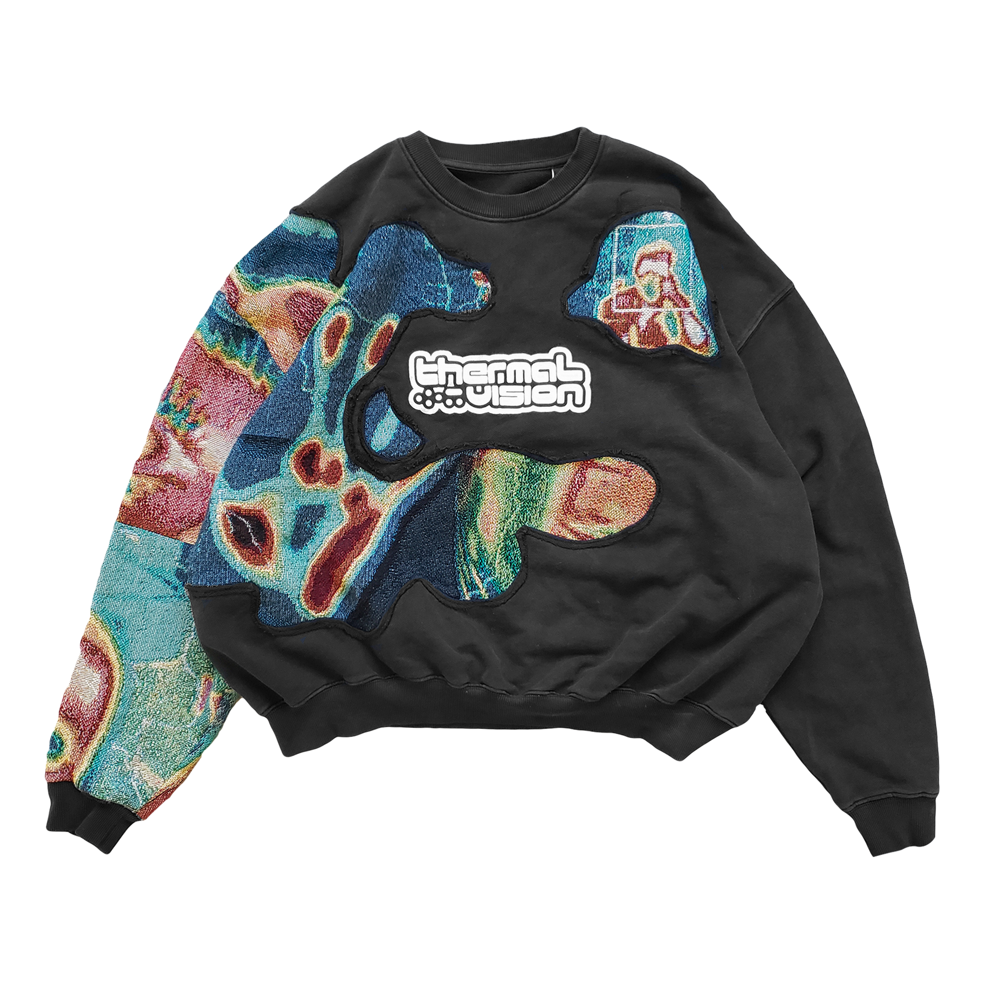 'PHASES' Heavyweight Woven Split Crewneck