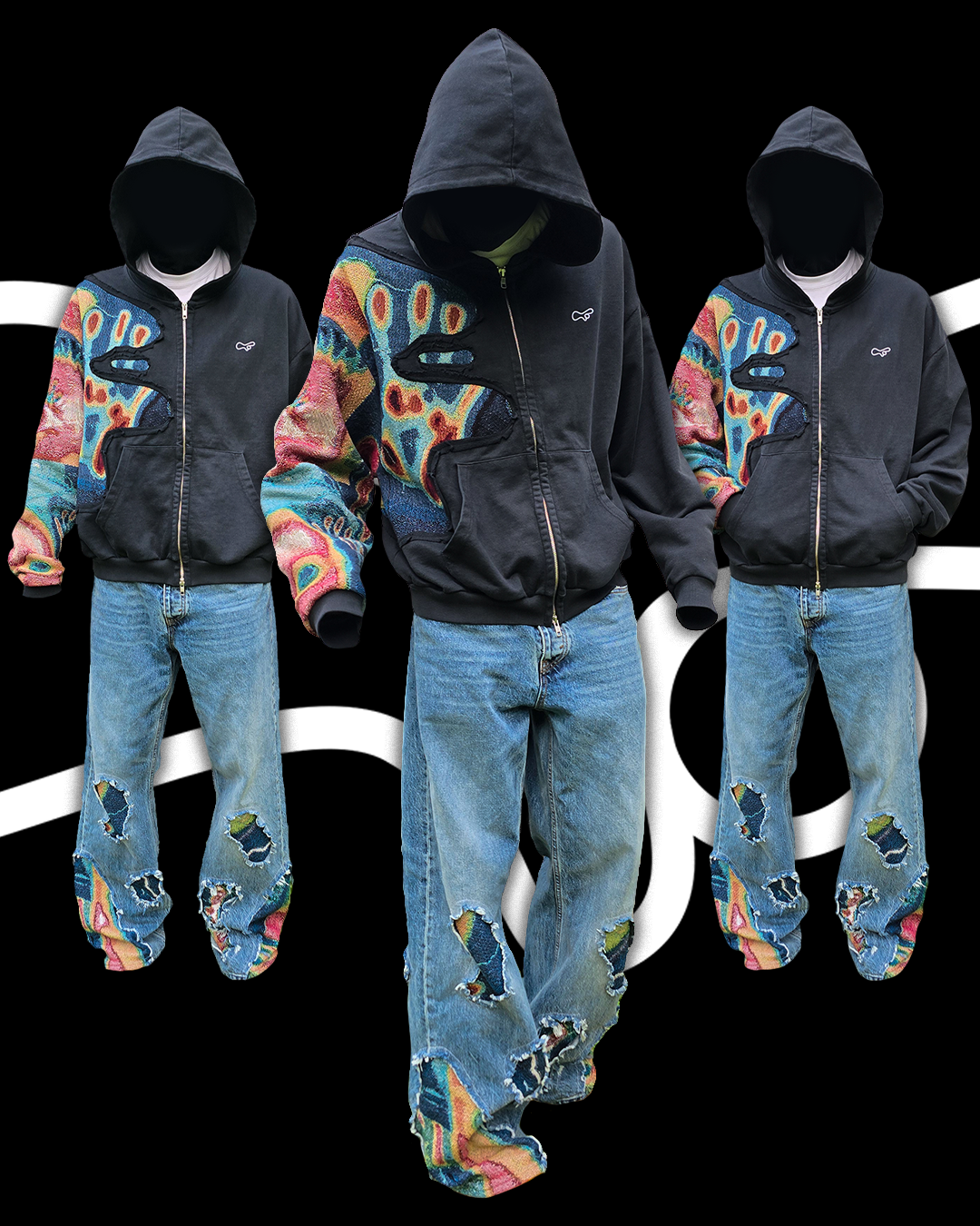 'PHASES' Classic Split Zip Hoodie