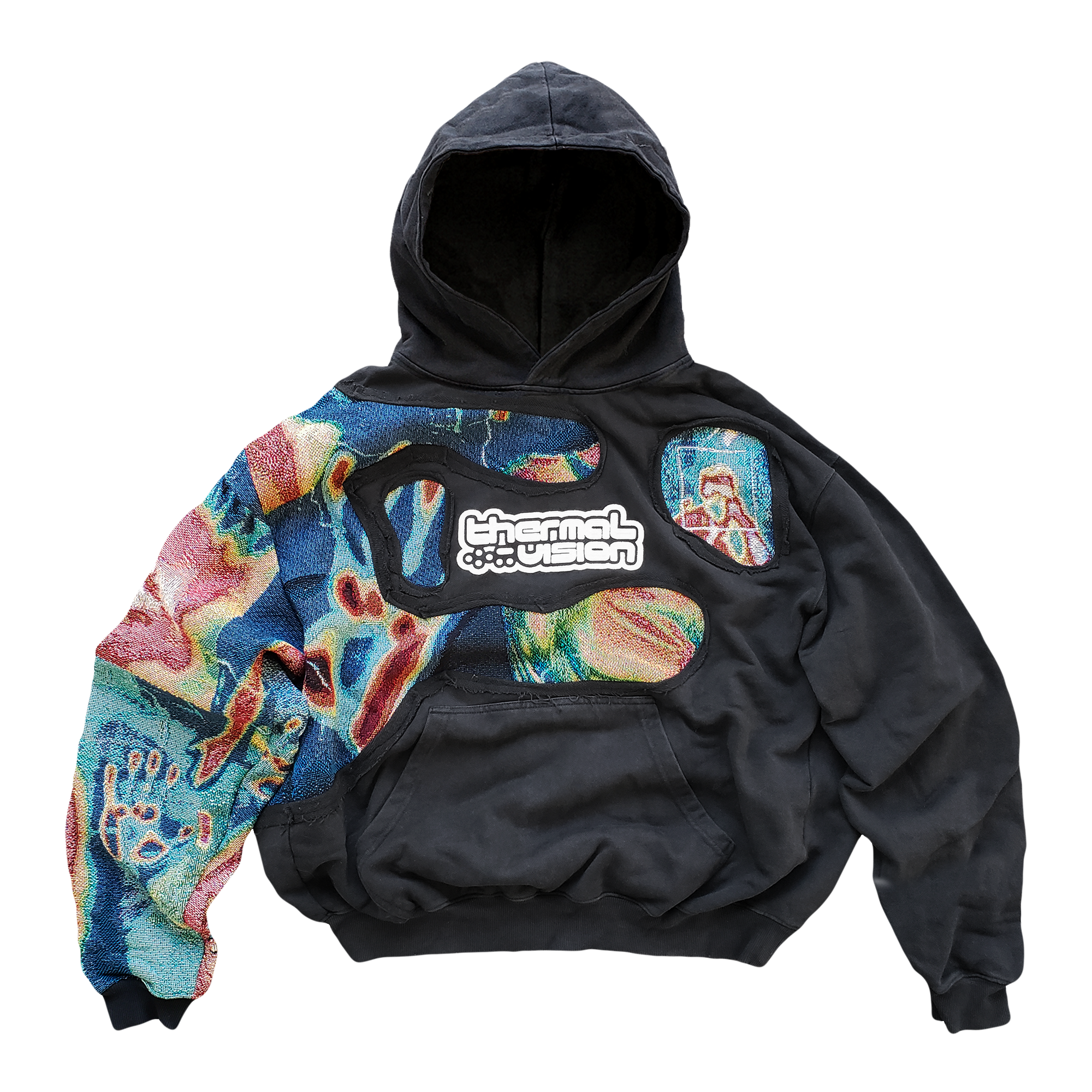 'PHASES' Heavyweight Woven Split Hoodie