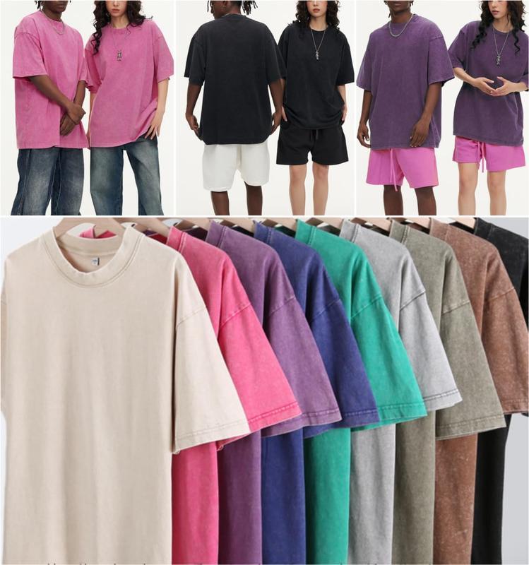 4 Pack Tshirts for Men Gym Vintage Heavyweight T Shirts Cotton Workout Acid Wash Baggy Tees