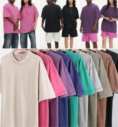 4 Pack Tshirts for Men Gym Vintage Heavyweight T Shirts Cotton Workout Acid Wash Baggy Tees