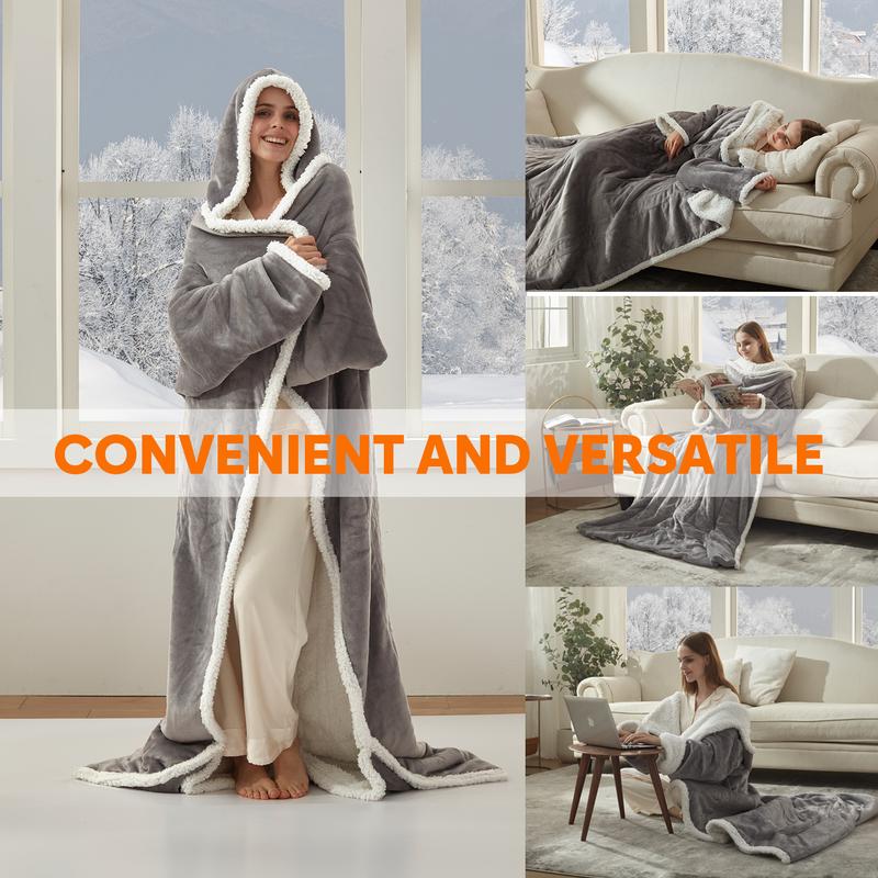 Wearable Heated Blanket – Sleeves, Hood & Foot Pockets