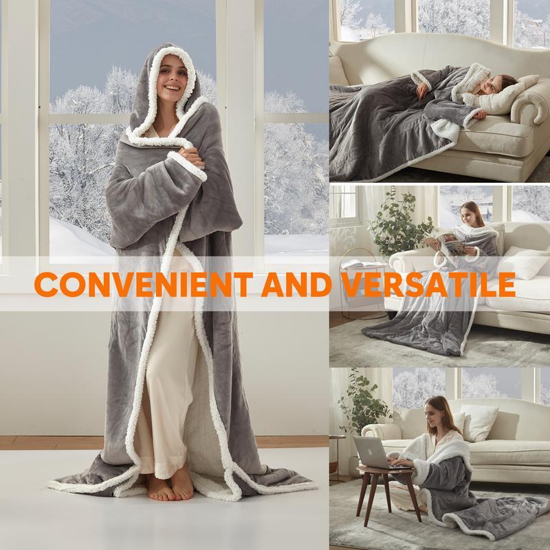 Wearable Heated Blanket – Sleeves, Hood & Foot Pockets