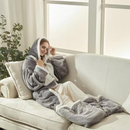 Wearable Heated Blanket – Sleeves, Hood & Foot Pockets