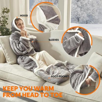 Wearable Heated Blanket – Sleeves, Hood & Foot Pockets