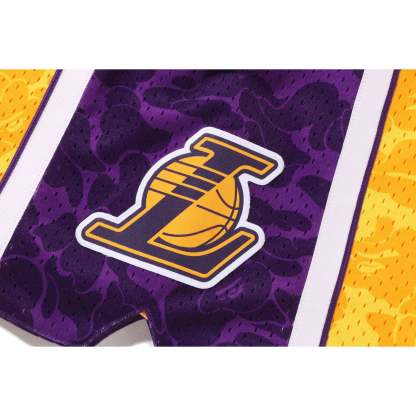 BAthtPE X MITCHELL & NESS LOS ANGELES LAKERS JERSEY SHORTS MENS
