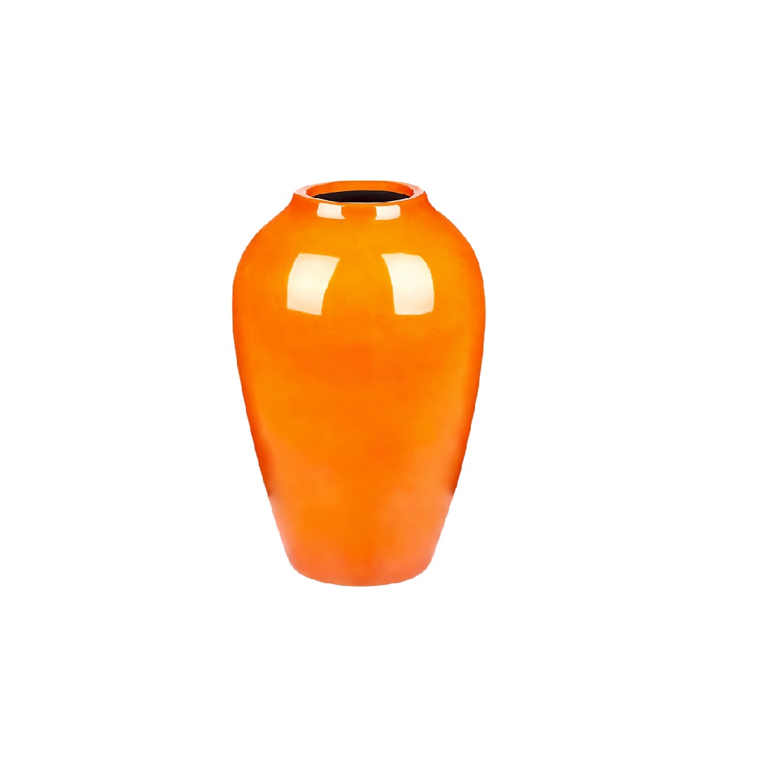 Modern Vibrant Orange Glazed Ceramic Vase - Contemporary High-Gloss Decorative Flower Pot-erikacara.shop