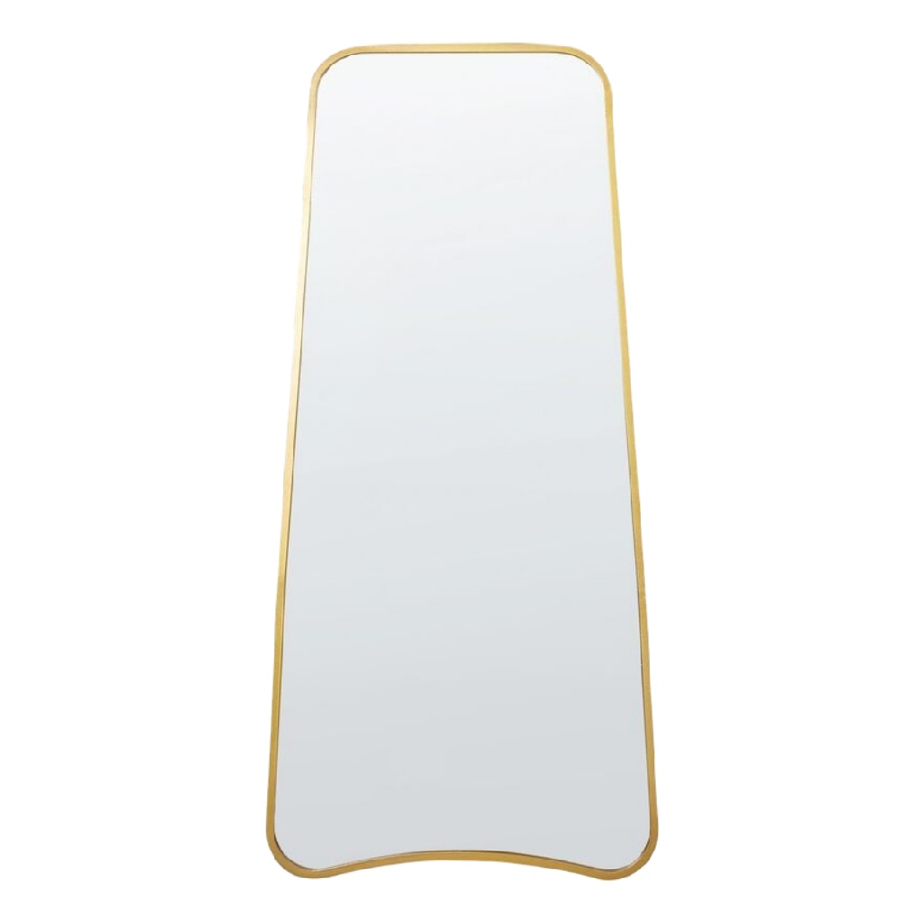 Espejo decorativo alargado trapezoidal, marco metálico dorado, para pared-leonardmolly.shop