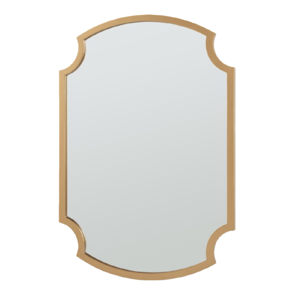 Espejo decorativo clásico con contorno recortado, marco metálico dorado, para pared-leonardmolly.shop