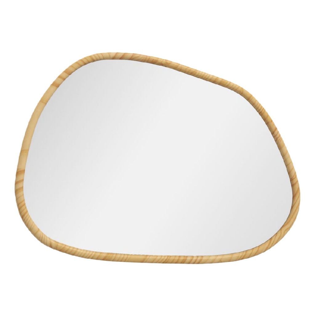 Espejo decorativo orgánico horizontal, marco de madera natural, para pared-leonardmolly.shop