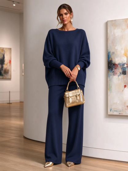 Free Shipping-Women's Soft Knit 2-Piece Set – Relaxed Wide-Leg Comfort