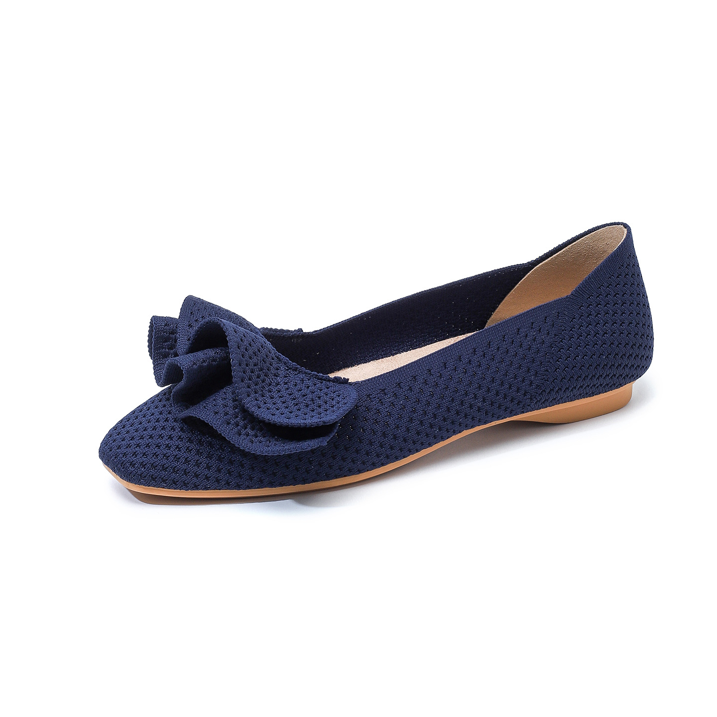 Comfortable Square-Toe Knit Flats Designed for Everyday Comfort