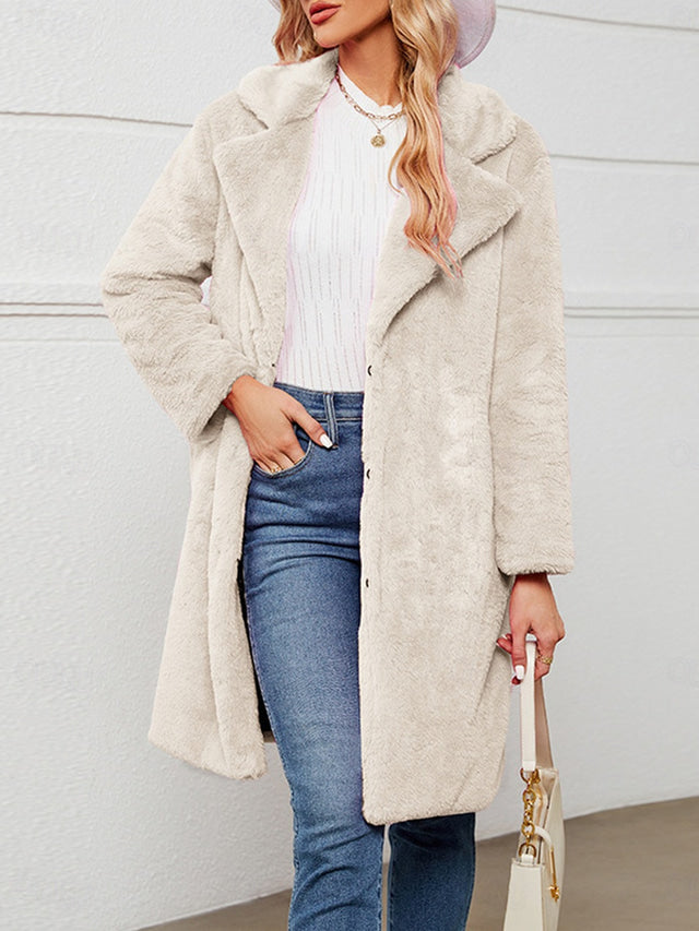 Women's Winter Fleece Sherpa Jacket Windproof Long Teddy Coat