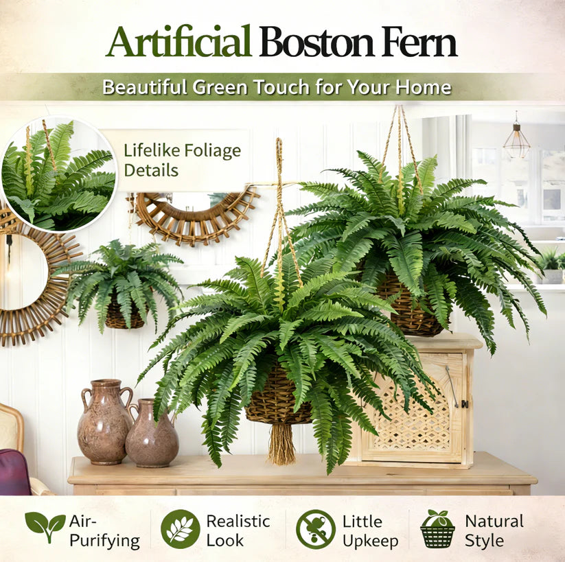 🔥 On Sale Only Today 🌱 UV Resistant Ferns Artificial Plants Large for Planters, Office & Home Decor, Outdoor & Indoor
