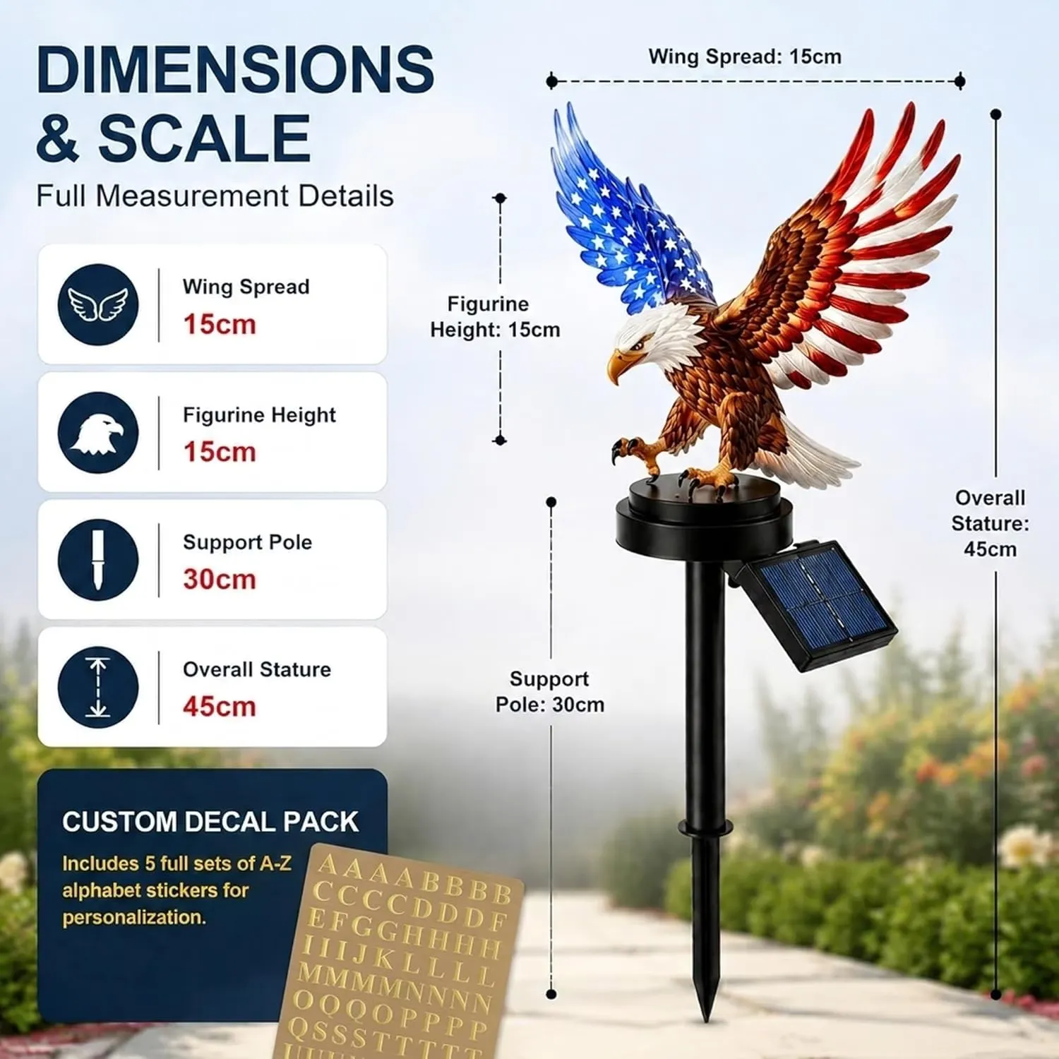 Personalized Eagle Solar Stake – America 250 Tribute 🇺🇸🦅