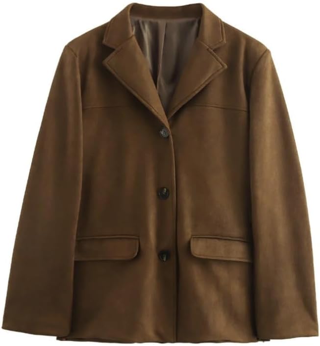 2025 Women's faux leather jacket plus size button down coat casual casual outerwear for winter