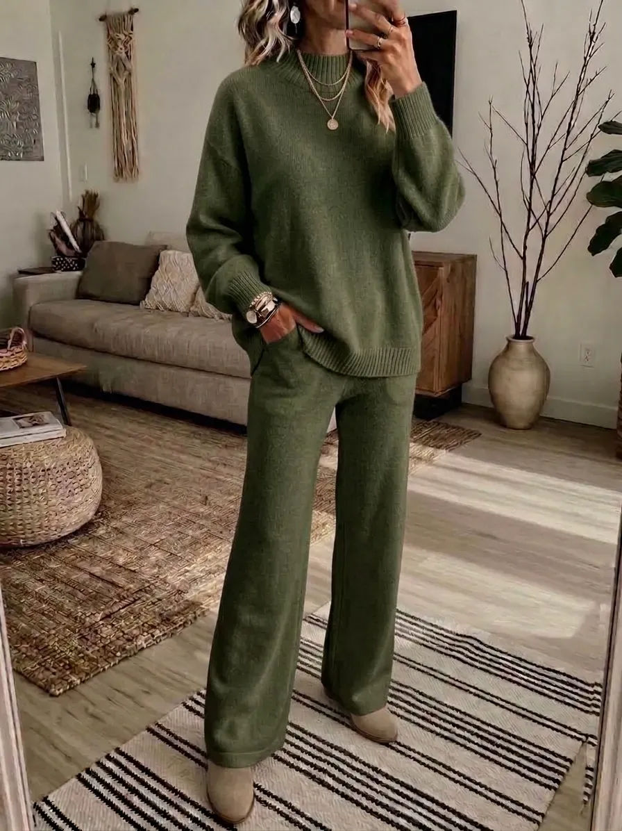 Free Shipping-Women's Soft Knit 2-Piece Set – Relaxed Wide-Leg Comfort
