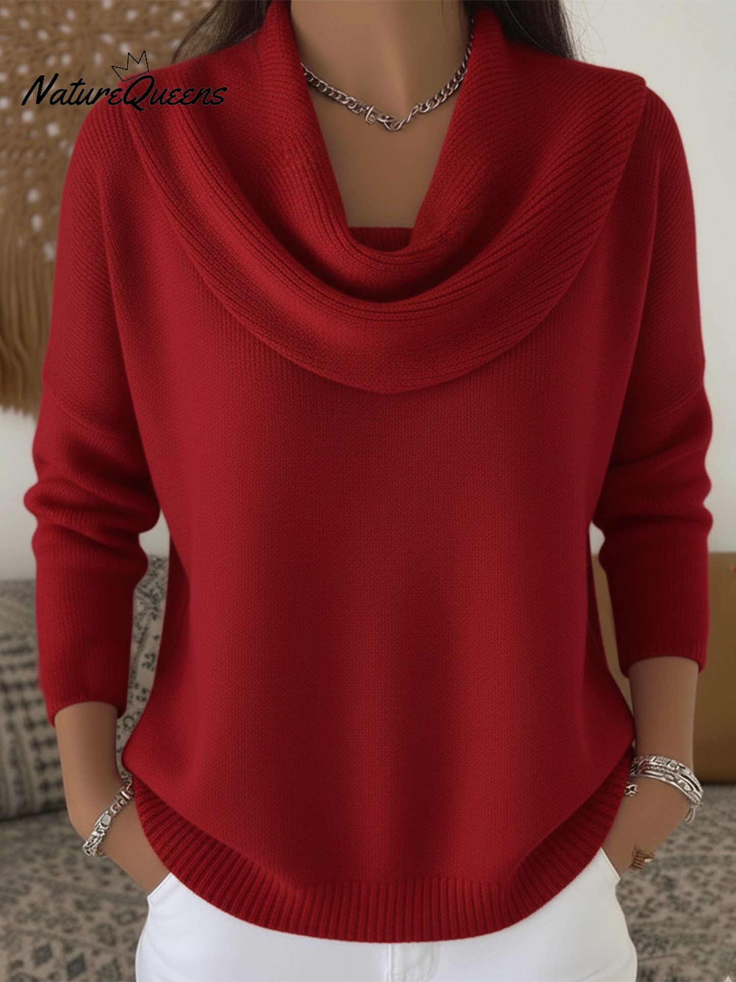 Women's Soft and Elegant Solid Color Ruffled Collar Sweater Top