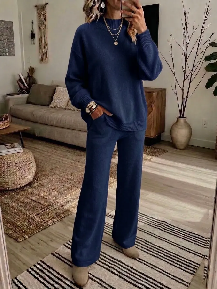 Free Shipping-Women's Soft Knit 2-Piece Set – Relaxed Wide-Leg Comfort