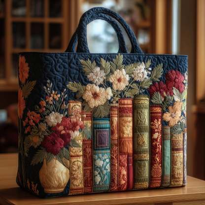 Vintage-Inspired Bookish Quilted Tote Bag GFTONL5211