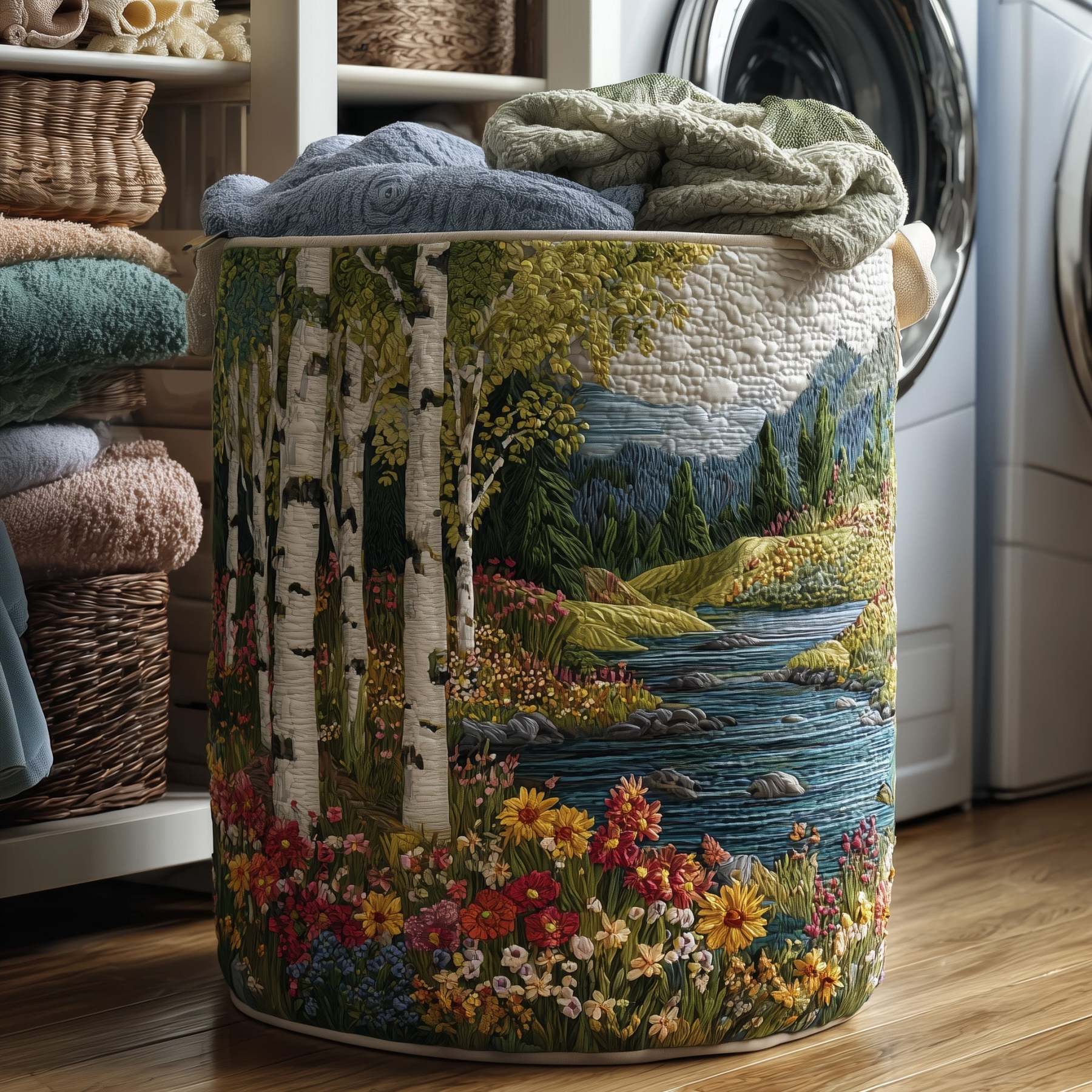 Birch Forest Quilted Laundry Basket GFTONT2786