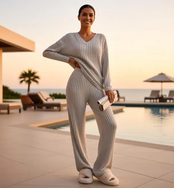 Women's 2-Piece Ribbed Knit Outfit