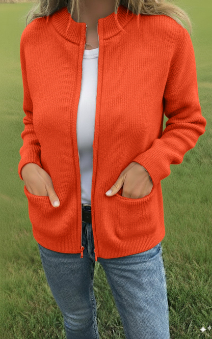 CLEARANCE SALE🔥 Round Neck Zipper Knitted Jacket