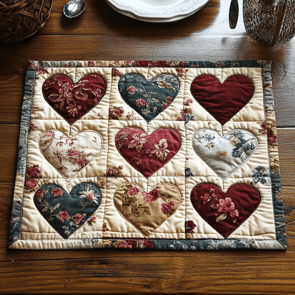 Blooming Hearts Quilted Placemat Home Decor Ideas Gift Suggestions For Valentine’s Day