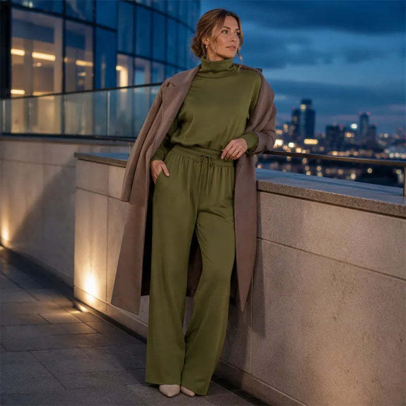 Women's Soft-Touch Turtleneck Two-Piece Set