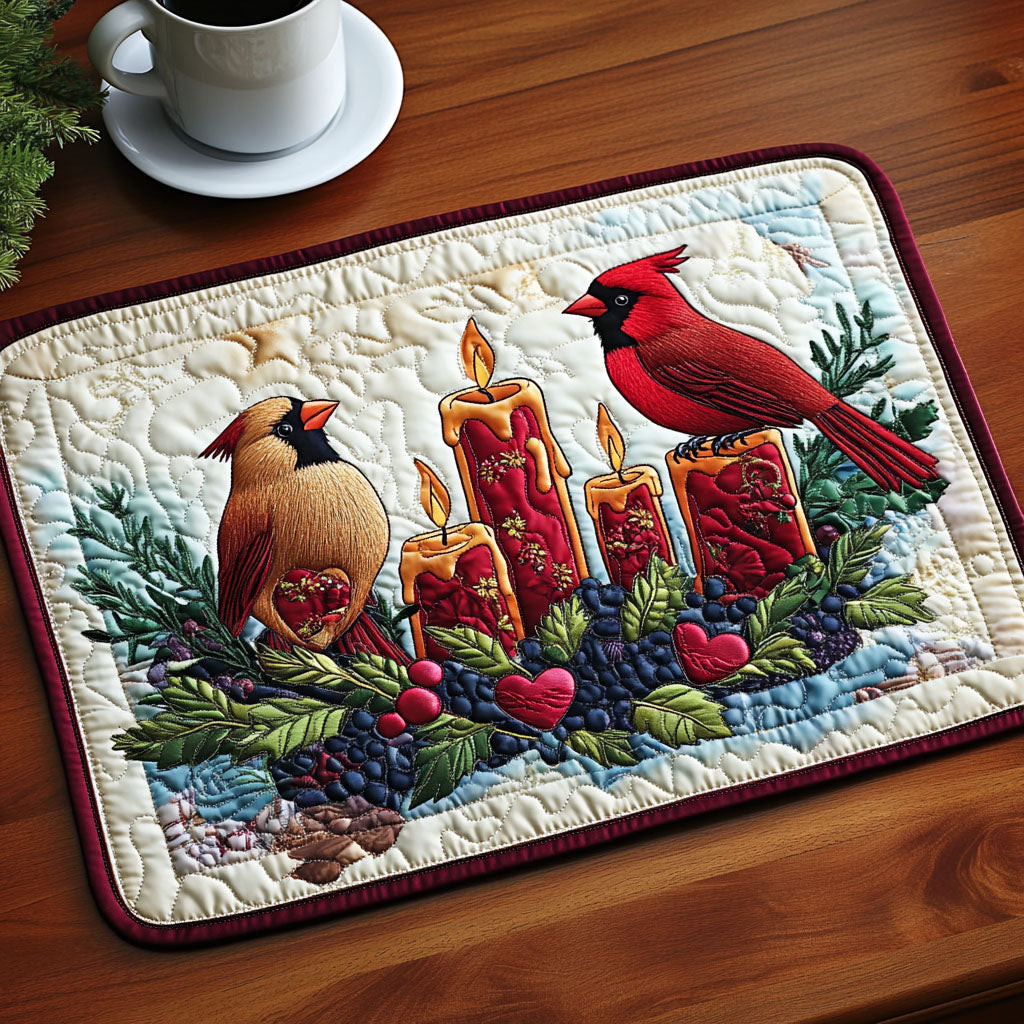 Candlelight Cardinals Quilted Placemat Cute Home Decor Gift Suggestions For Valentine’s Day