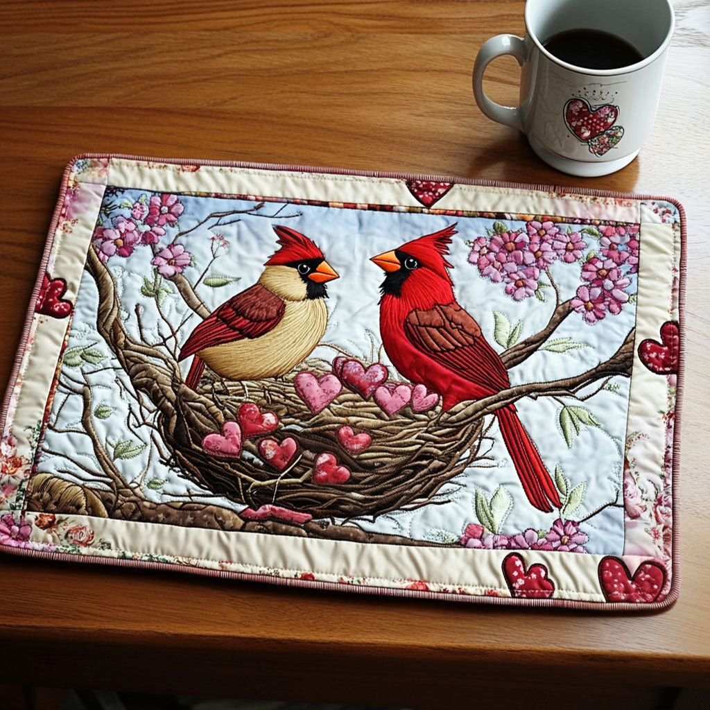 Cardinal Nest Quilted Placemat Aesthetic Home Decor Valentines Gifts For Girlfriend