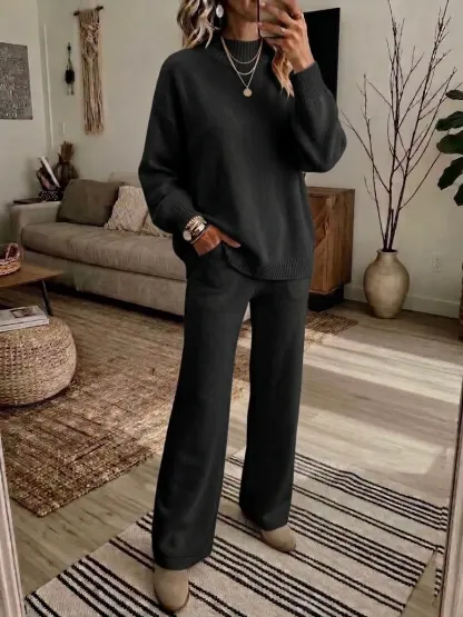 Free Shipping-Women's Soft Knit 2-Piece Set – Relaxed Wide-Leg Comfort