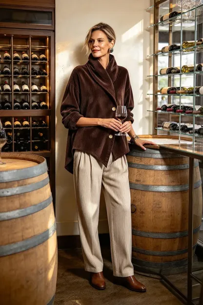 CLEARANCE SALE🔥Asymmetric Shawl Collar Corduroy Top