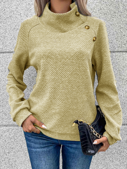 🎄Christmas Clearance🔥Women's High Neck Special Button Designer Sweatshirt