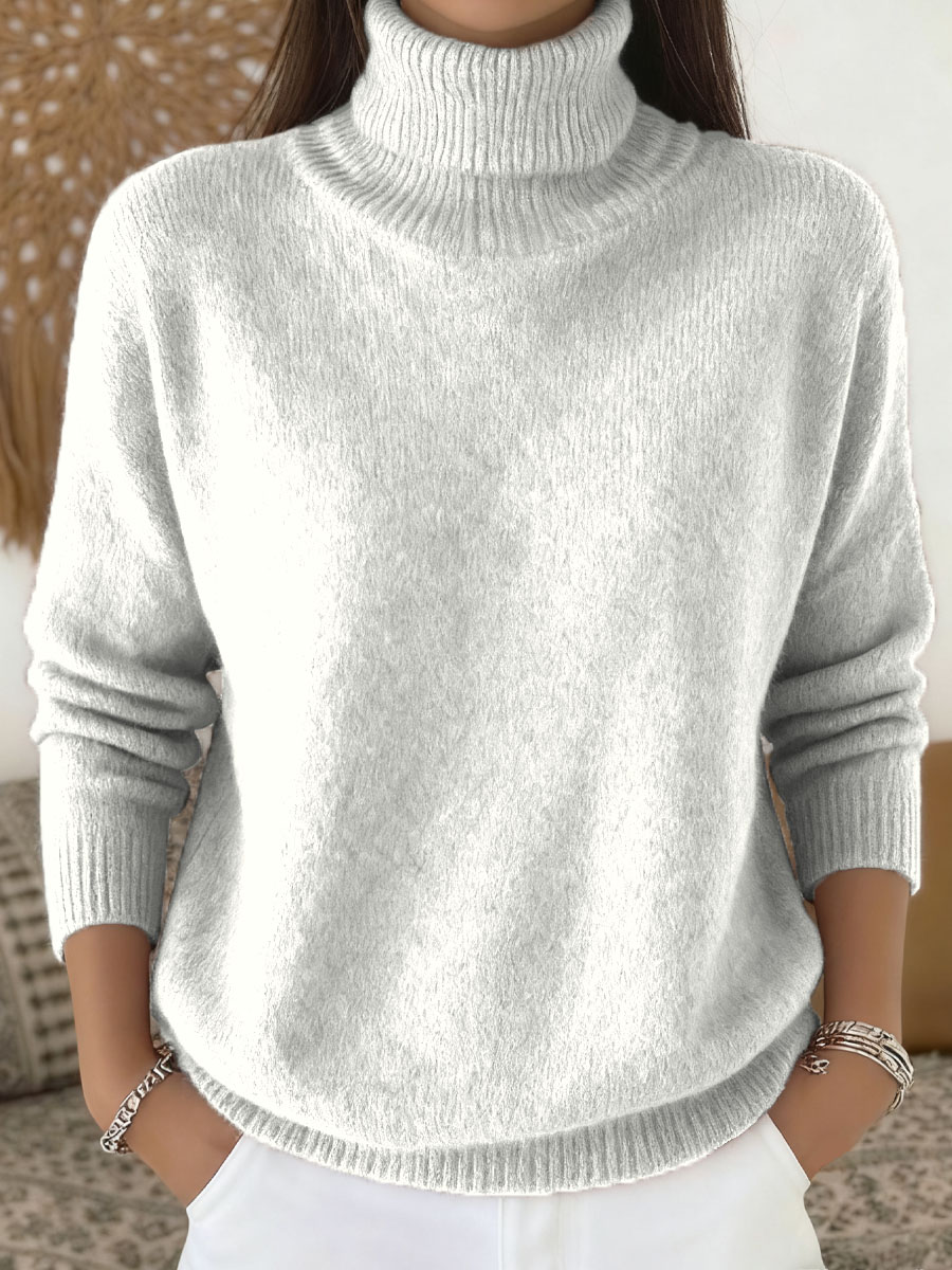 🎄 New Arrivals🔥Women's Solid Color Casual Knit Turtleneck Pullover Sweater
