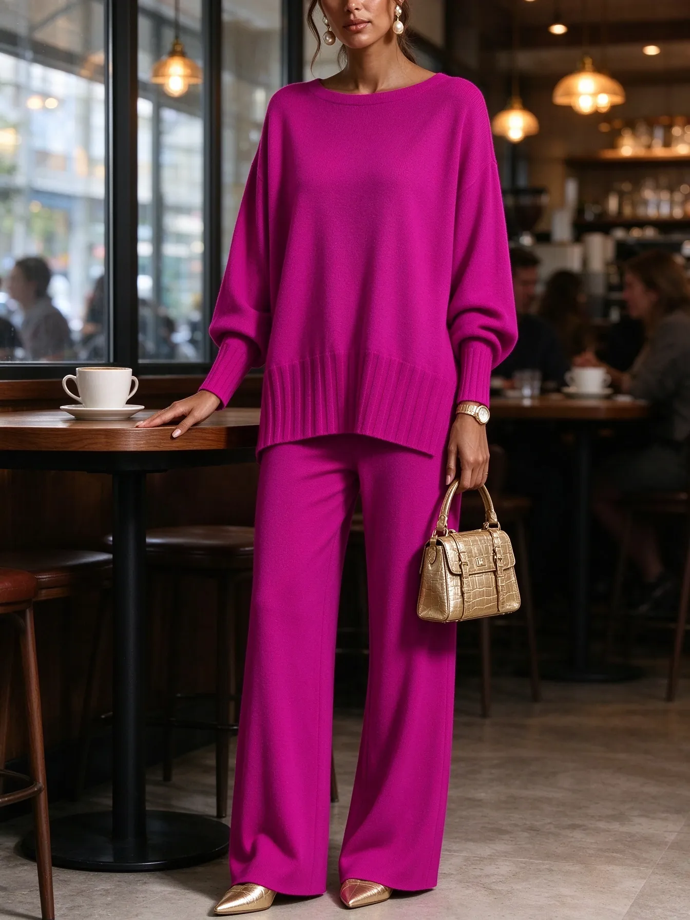Free Shipping-Women's Soft Knit 2-Piece Set – Relaxed Wide-Leg Comfort