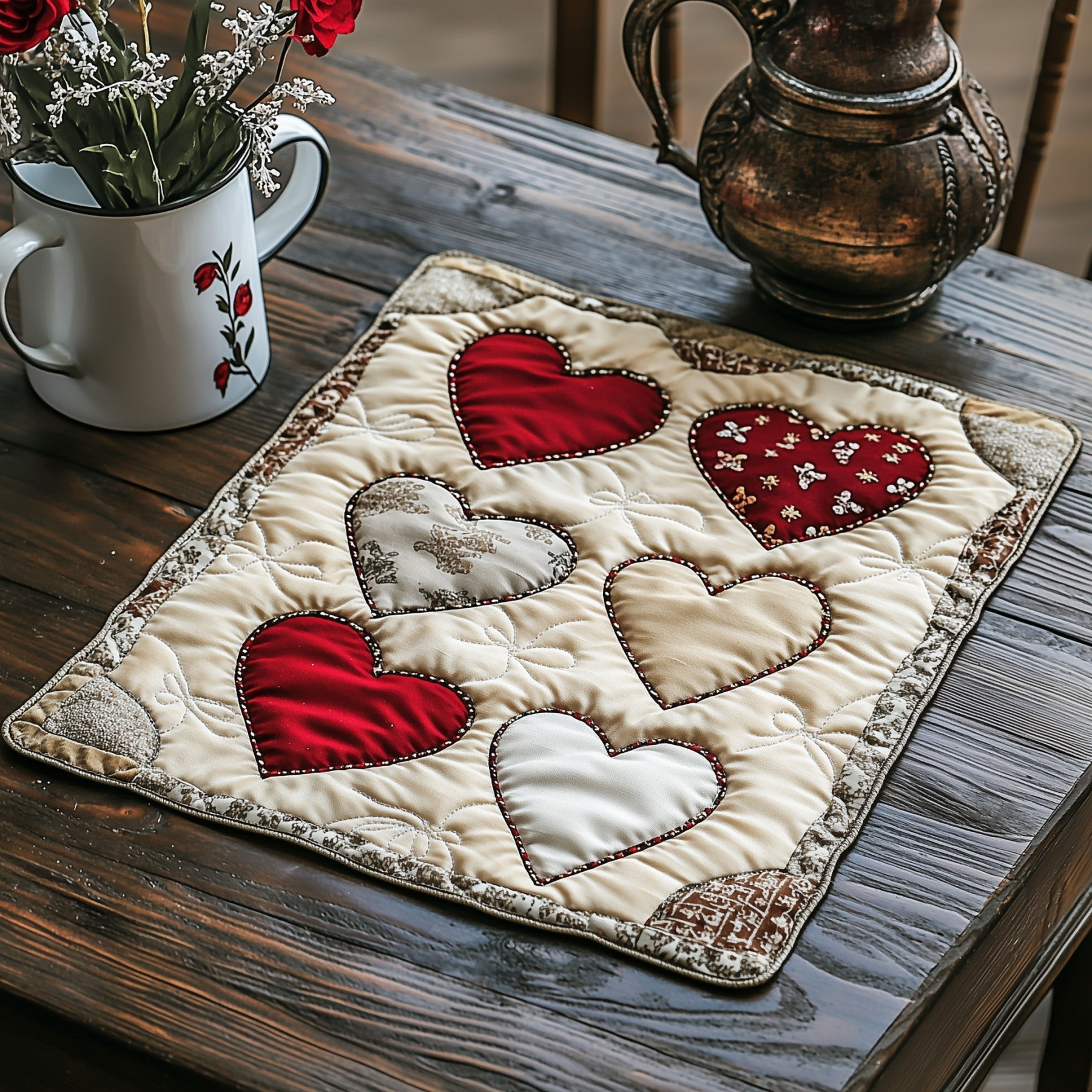 Forever Yours Quilted Placemat Cozy Living Decor Unique Valentines Gifts Idea