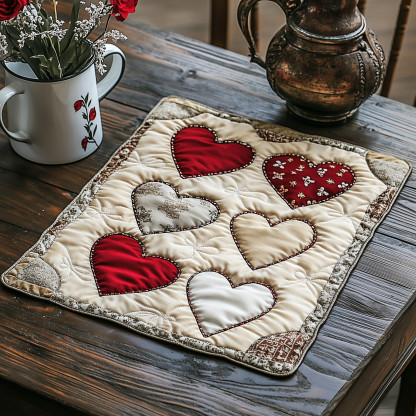 Forever Yours Quilted Placemat Cozy Living Decor Unique Valentines Gifts Idea