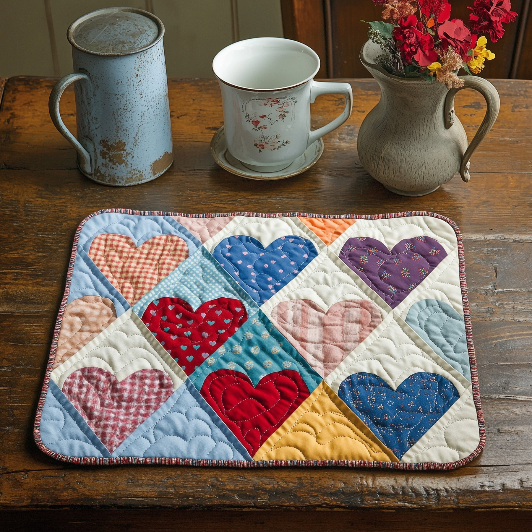 Forever Yours Quilted Placemat Rustic Home Decor Best Valentines Gifts For Her