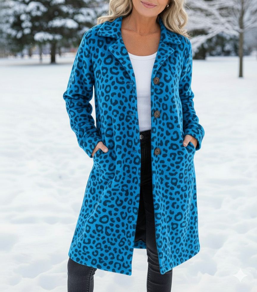 NEW🔥 Wool Casual Lapel Single-Breasted Long-Line Leopard Print Coat