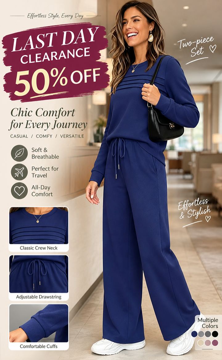 🔥FINAL DAY CLEARANCE - Women's Relaxed Two-Piece Sweatshirt & Pants Set – Casual Travel Outfit