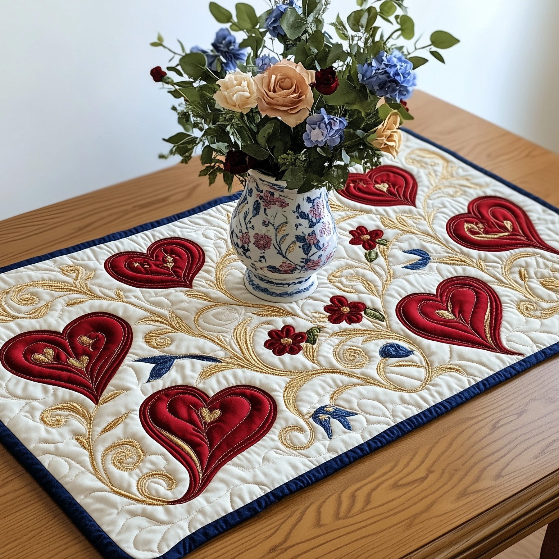 Love In Bloom Quilted Placemat Aesthetic Home Decor Valentines Gifts Idea For Her