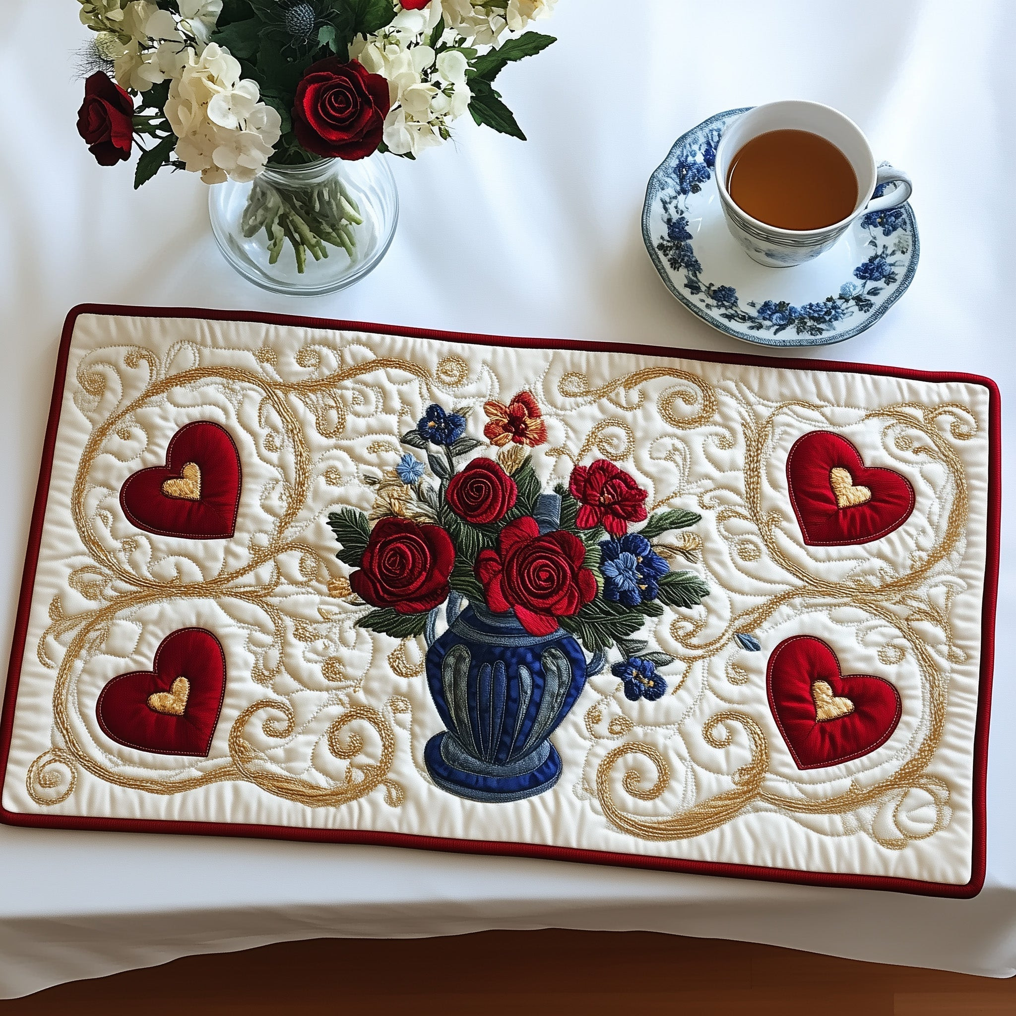 Love In Bloom Quilted Placemat Cozy Living Decor Valentines Gifts For Boyfriend