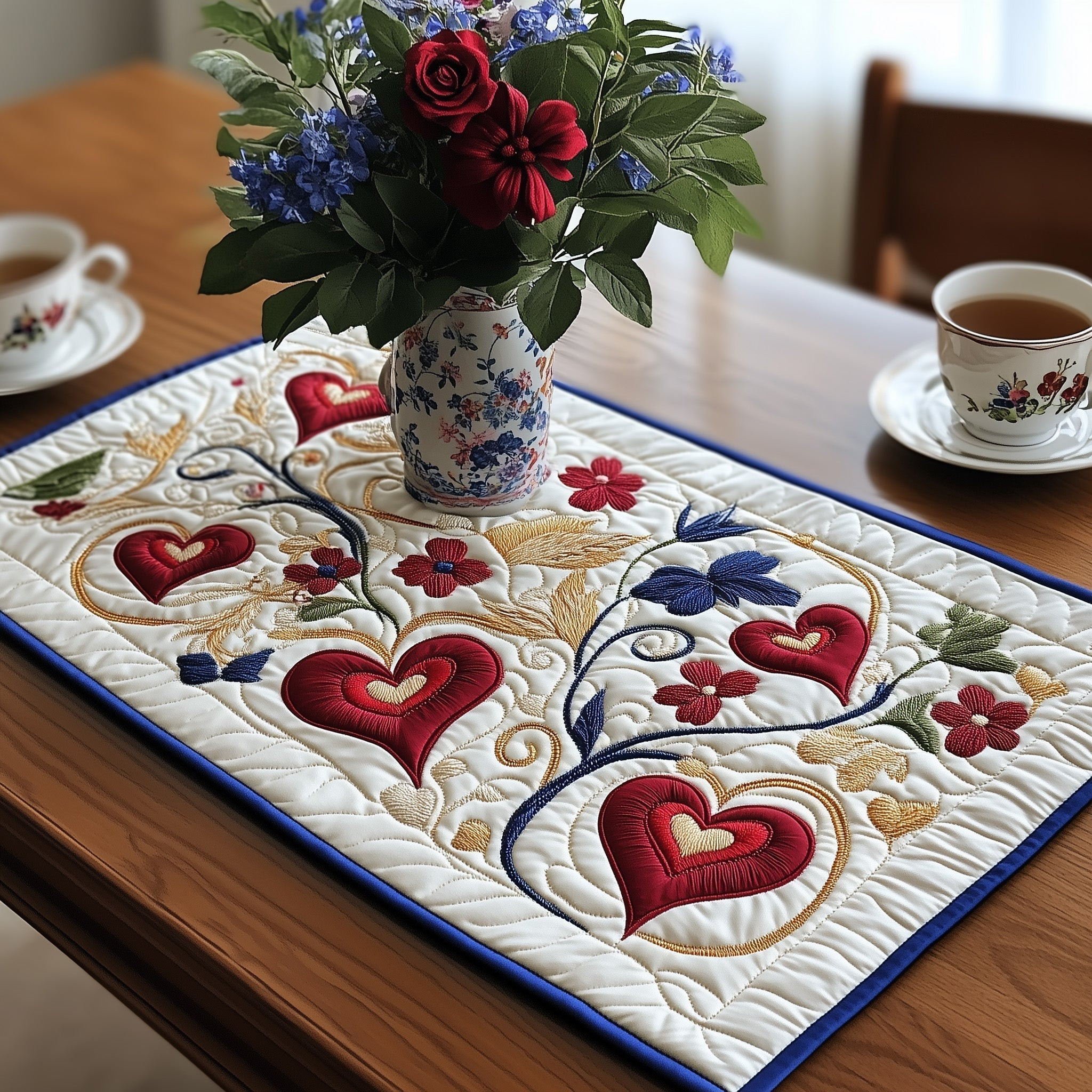 Love In Bloom Quilted Placemat Home Decor Ideas Unique Valentine’s Day Ideas