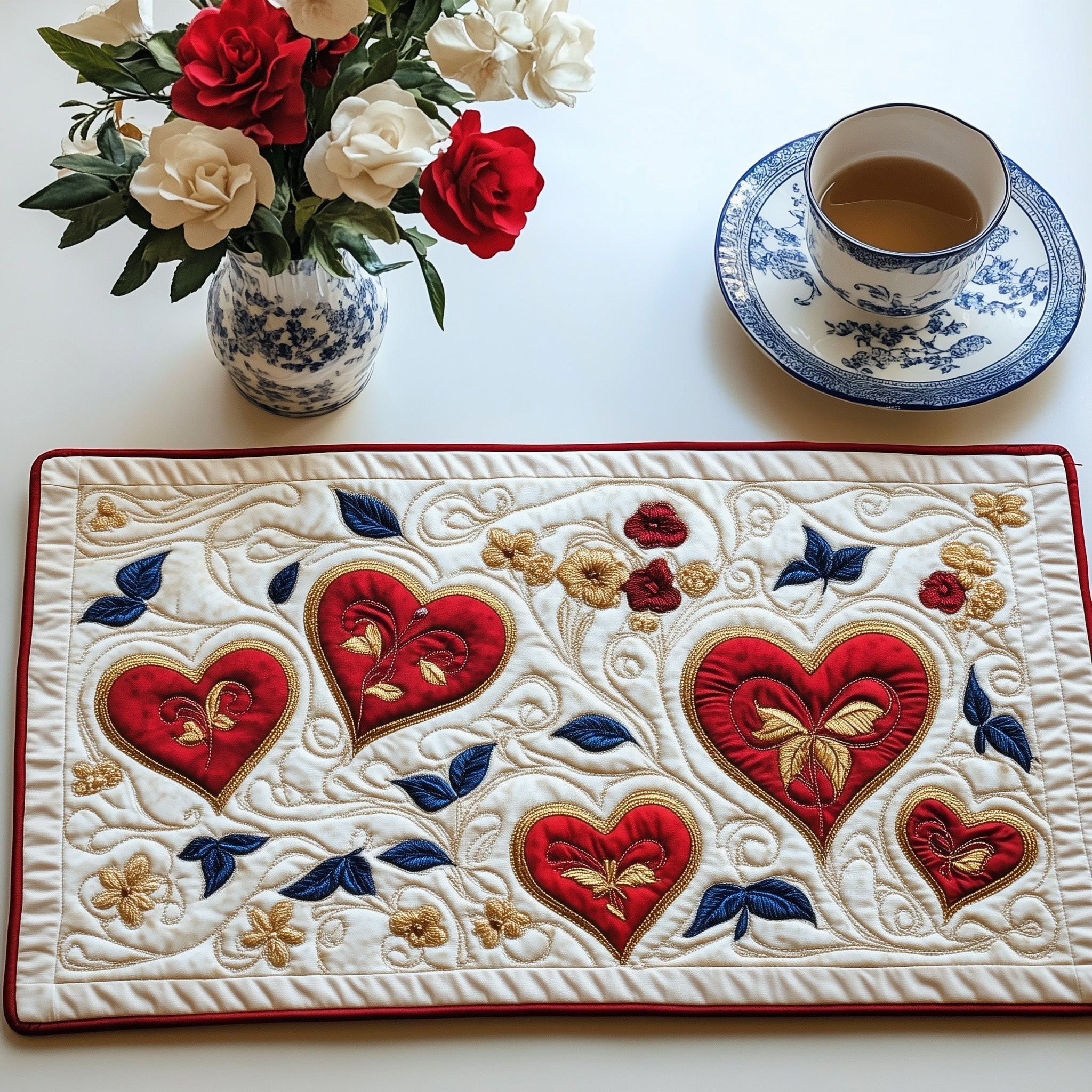 Love In Bloom Quilted Placemat Home Decor Inspiration Valentine Gift For Wife